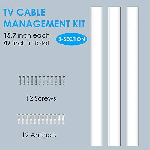 Cord Cover,Yecaye 47In Large Cable Hider for 4 Cords, Wire Cover for TV on  Wall, White 