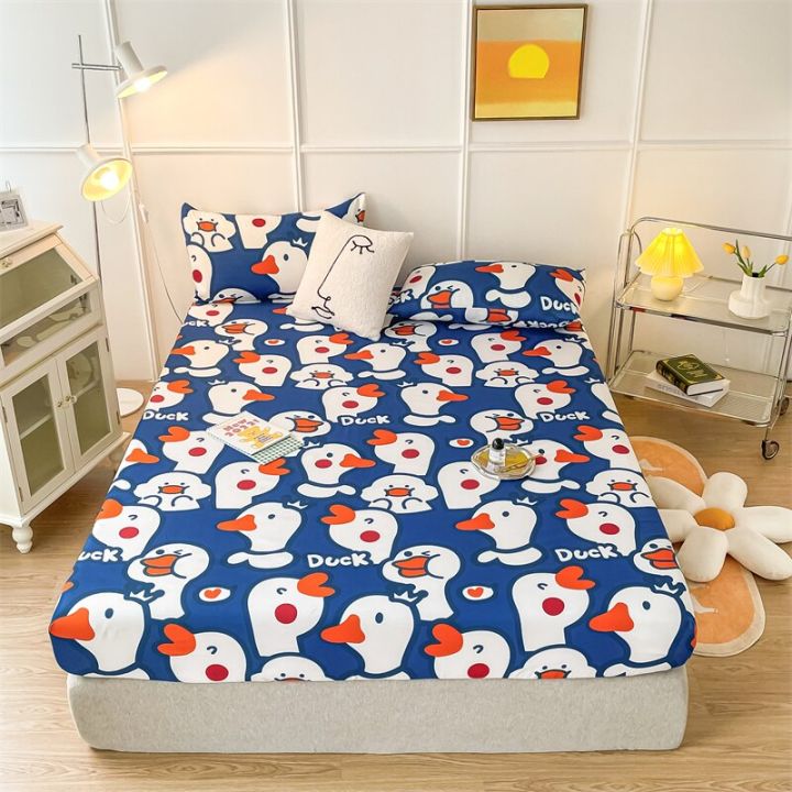 แผ่นเตียงแบบพอดีลายการ์ตูนเกาหลีพร้อม-ruer-แผ่นชุดเครื่องนอนเดี่ยวผ้าปูเตียงเด็กดีไซน์ในบ้านเสื่อผ้าคลุมที่นอน