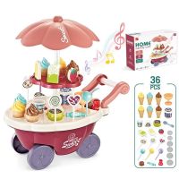 2023 Kids Kitchen Toys Ice Cream Candy Trolley House Ice Cream Push Up Cars Cooking Set Toys Pretend Toys For Girls Gift