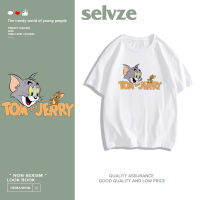 2023 newSELVZE （พร้อมส่งจากกทม มาถึงใน 3วัน）print T-shirt เจอร์รี่และทอมพิมพ์ชายและหญิงหลวมแขนสั้นสบาย ๆ oversize T0200