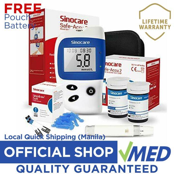 Sinocare Safe Accu 2 Blood Glucose Machine Monitor Strips♧ Lazada PH