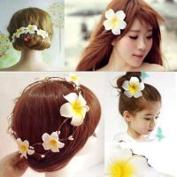 100Pcs White Foam Hawaiian Frangipani Artificial Plumeria Flower Petals Cap Hair Hat Wreath DIY Wedding Decoration 5cm