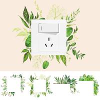 1Pc Green Leaves Waterproof PVC Switch Sticker Home Luminous Switch Protective Cover Wall Sticker Socket Decoration Wall Stickers Decals