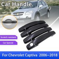 ฝาครอบที่จับประตูคาร์บอนไฟเบอร์สำหรับ C100 Chevrolet Captiva C140 2006 ~ 2018แดวูไวน์สตรอมสติกเกอร์ตกแต่งภายนอกรถยนต์