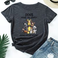 Women Summer Short Sleeve T shirt Cotton 100 Dogs Letter Print Fashion Graphic Female Casual Streetwear Ladies Regular Tee Tops