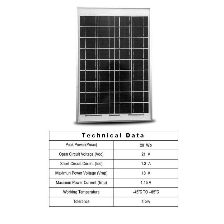 smart-decor-แผงโซล่าเซลล์-solar-panel-แผงโซล่า-ขนาด-dc-18v-กำลังไฟ-20w-สำหรับชาร์จแบตเตอรี่-ใช้พลังงานแสงอาทิตย์-ไม่ใช้ไฟบ้าน-เป็นมิตรต่อสิ่งแวดล้อม-สินค้ารับประกัน-1-เดือน