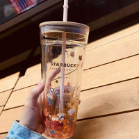 Starbuck ใหม่ฤดูใบไม้ร่วงใบเมเปิ้ลแก้วหลอดถ้วย Acorn เม่นน่ารักจิ้งจอกรูปร่างแก้วแก้วกาแฟตั้งโต๊ะ