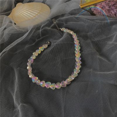 2020 Kpop Personality Fashion Sweet Acrylic Heart Necklace Chokers Punk Short Chain For Girl Egirl BFF Dating Aesthetic Jewelry