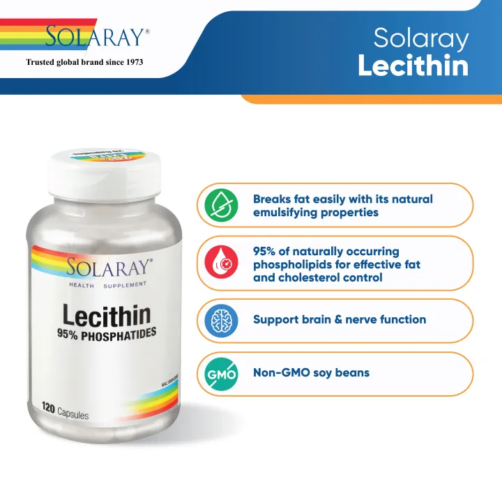 NATURAL FAT EMULSIFIER Solaray Lecithin [Twin Pack] 2x120 Capsules