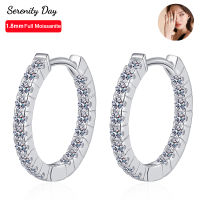 Serenty วันจริง D สี1.8มิลลิเมตรเต็ม Moissanite ห่วงต่างหูสำหรับผู้หญิงแต่งงาน100 S925แผ่นเงิน Pt950เครื่องประดับ Fine