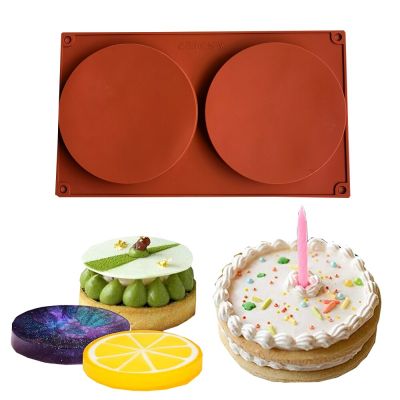 2 Holes Round Silicone Mold Cake Pastry Baking Molds Jelly Pudding Soap Form Ice Cake Decoration Tool Disc Bread Biscuit Mould Ice Maker Ice Cream Mou