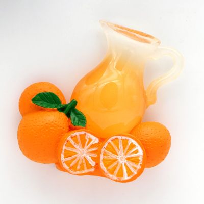 ✑ Glass imitation orange juice bottle magnetic refrigerator stick kitchen decoration 3d fruit orange cute collection fridge magnet
