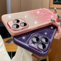 【Soft tpu Gradient glitter paper/Purple color】เคส compatible for iPhone 7 8 se2020 7plus 8plus x xr xs max 11 12 13 14 pro max case