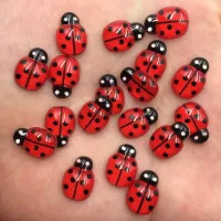 120pcs Resin Cute Colorful Beautiful Red Beetle Flat Back Rhinestone Appliques DIY Wedding Scrapbook Craft F747*2