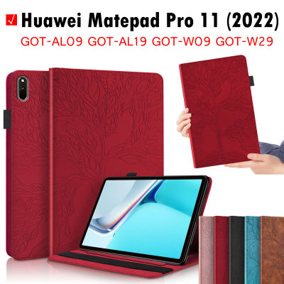 สำหรับหัวเว่ย MatePad Pro 11 2022กระเป๋าผู้ถือปากกาแท็บเล็ตกรณีต้นไม้สไตล์หนังยืนพลิกปกคลุมสำหรับ GOT-AL09 GOT-AL19 GOT-W09 GOT-W29