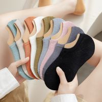 2023 Summer Women Solid Color Invisible Socks High Quality Candy Color Silicone Anti slip Breathable Thin Invisible Cotton Socks Socks Tights