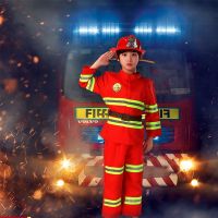 CODHaley Childe Cosplay Kids Firefighter Uniform Children Sam Fireman Role Play Work Clothing Suit Boy Girl Performance Party Costumes