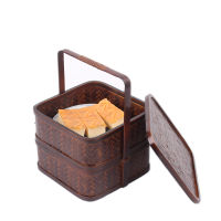 Retro Bamboo Food Storage Box Chinese Bamboo Basket Carry Box Fruit Basket Storage Basket Bamboo Tray Basket Refreshment Plate