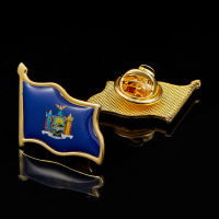 USA New York State Flag Lapel Pin MultiColor Pin Badge พร้อมอุปกรณ์เสริมปุ่มด้านหลัง