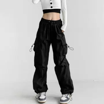 Buy Gothic Punk Parachute Pants Women Harajuku Techwear Pockets