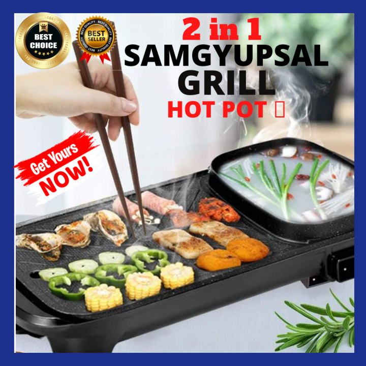 Yatc AUTHENTIC Korean Samgyupsal 2 in 1 Electric NonStick Grill Pan