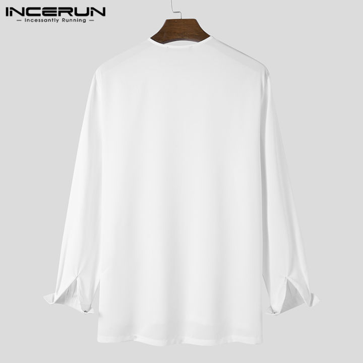 incerun-เสื้อยืดแขนยาวสำหรับผู้ชาย-เสื้อเบลาส์ลำลองสีพื้นคอกลมพอดีตัว-เสื้อผ้าลำลอง-2