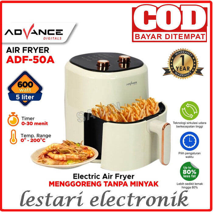Advance Electric Air Fryer ADF-50A Kapasitas 5 Liter 600 Watt Hemat