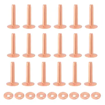 20Pack Copper Rivets and Burrs (14mm and 19mm) with 2Pcs Punch