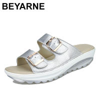 BEYARNE Womens Sandals Slippers Buckle Beach Summer Wedges Platform Shoes Casual Candy Color Slides