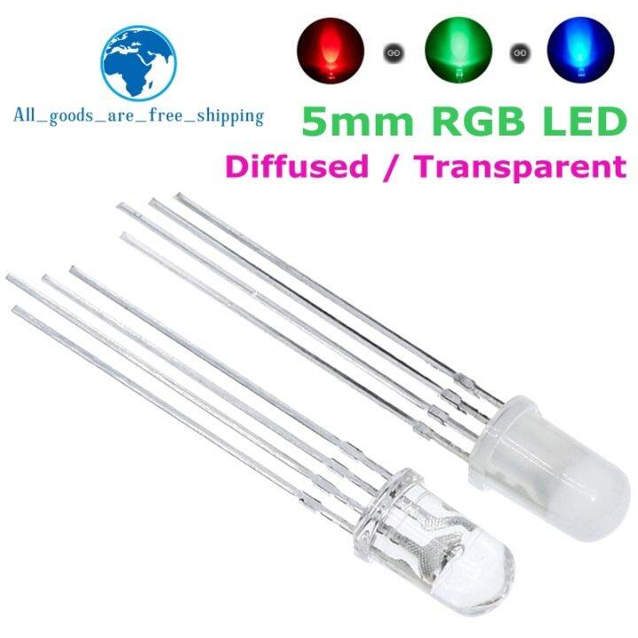 10pcs 5mm RGB LED Common Cathode / Common Anode Tri-Color Emitting ...