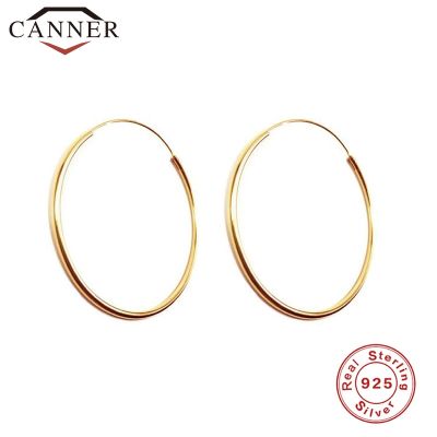 50mm 925 Sterling Silver Hoop Earrings Hyperbole Circle Hoops Earrings for Women Simple Gold Silver color Fashion Jewelry