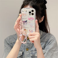 Kawaii Sanrio ชุด H Ello K Itty กรณีศัพท์สำหรับ 14 13 12 11 Pro Max มินิ Xr Xs Max ปกหลังกรณีที่มีวงเล็บเชือกเส้นเล็ก