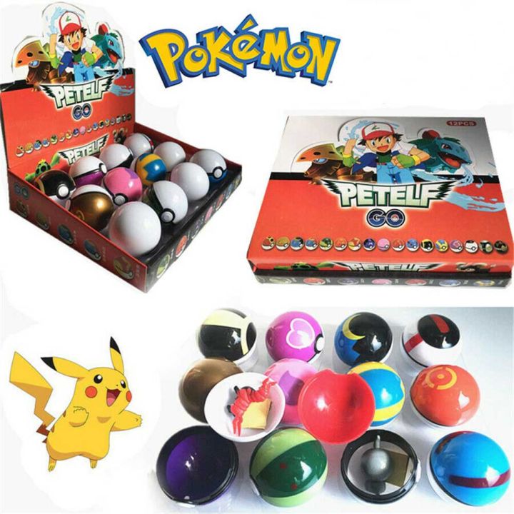 12pcs-pokemon-pikachuชุดลูกบอลpokeballตัวเลขkids-toysของขวัญเด็ก