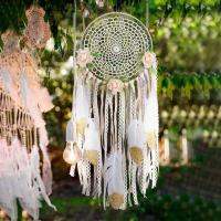 Boho เครื่องดักฝันสีขาวขนาดใหญ่สำหรับเป็นของขวัญของตกแต่งงานแต่งงานการตกแต่งบ้านเด็กเล็กเด็กผู้หญิงสถานรับเลี้ยงเด็ก Hiasan Kamar