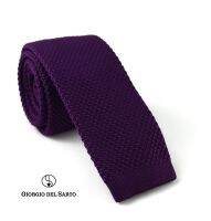 Giorgio Del Sarto Knitted Necktie Purple with Fabric Texture เนคไทไหมพรมสีม่วงมีเท็กเจอร์