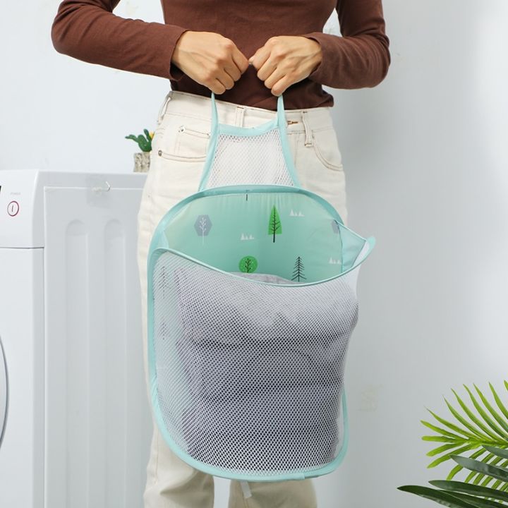 yf-folding-laundry-basket-organizer-bathroom-dirty-clothes-hamper-mesh-storage-bag-household-wall-hanging-frame-bucket