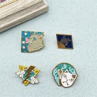 Exaggerated Punk Style Anime Peripheral Metal Enamel Brooch Cartoon Cute Pig And Cat Lightning Badge Clothing Pin Jewelry Gift