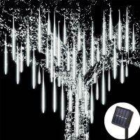 Navidad 8 Tubes Meteor Shower Solar LED String Lights Fairy Garden Decor Outdoor Christmas Tree Decoration Street Garland Lamp