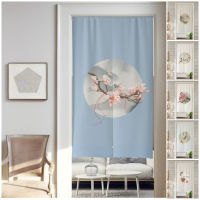 新中式门帘 Customized Chinese Style Room Door Curtain for Kitchen Partition Half Doorway Curtain Velcro Tape without Rail Long Curtain Japanese Style Home Decoration