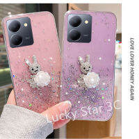 ปลอกอ่อนป้องกันรวมทุกอย่างสำหรับ VIVO Y36 5G 4G Y02t Phone Case เคสโทรศัพท์ 3D Rhinestone กระต่าย Starry Sky ฝาหลังโทรศัพท์