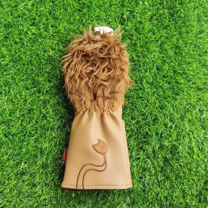 ๑-new-style-golf-club-head-cover-protective-cover-pu-leather-cartoon-lion-golf-club-cover