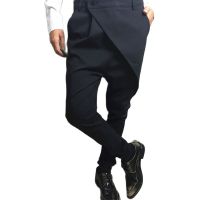 Mens trousers autumn winter fashion slim pants cross legs pants men black youth casual pants British style