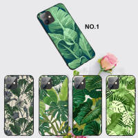 Casing หรับ iPhone 14 13 11 Pro Max 11 Mini 8+ 8 Plus EL51 Green Plants Leaves Pattern Phone เคสโทรศัพท์ อ่อนนุ่ม TPU Shockproof Black ปก