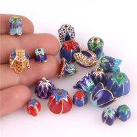 【YF】﹍  2pcs Enamel Inlay Cloisonne End Cap Beads Crimp Spacer Bead Tassel Fashion Jewelry Findings