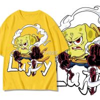 [HOT] One Piece และ SpongeBob SquarePants เสื้อยืดอะนิเมะ Luffy Ace และ SpongeBob SquarePants Star พิมพ์เสื้อยืดผ้าฝ้ายแขนสั้น