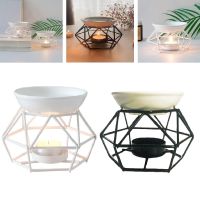 Metal Aromatic Oil Burner Geometric Ceramic Essential Oil Tealight Candle Holder Wax Melt Warmer Aroma Diffuser Lamp