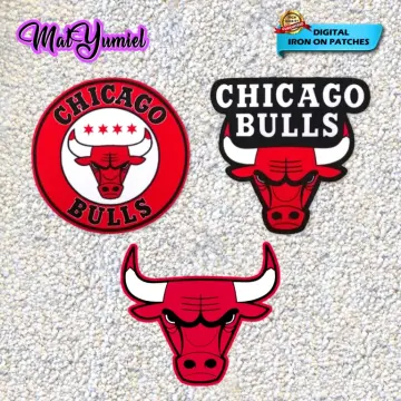 NBA CHICAGO BULLS Logo Emblem Embrodiered Red Horns Iron On Patch 8 x 9