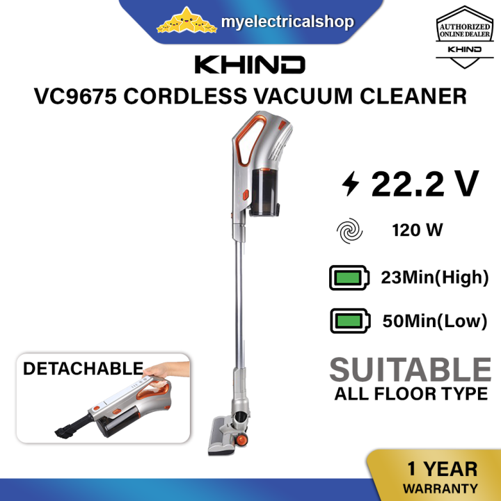 Khind 22.2V Cordless Vacuum Cleaner VC9675 ( 2in1 ) Bagless Cordless
