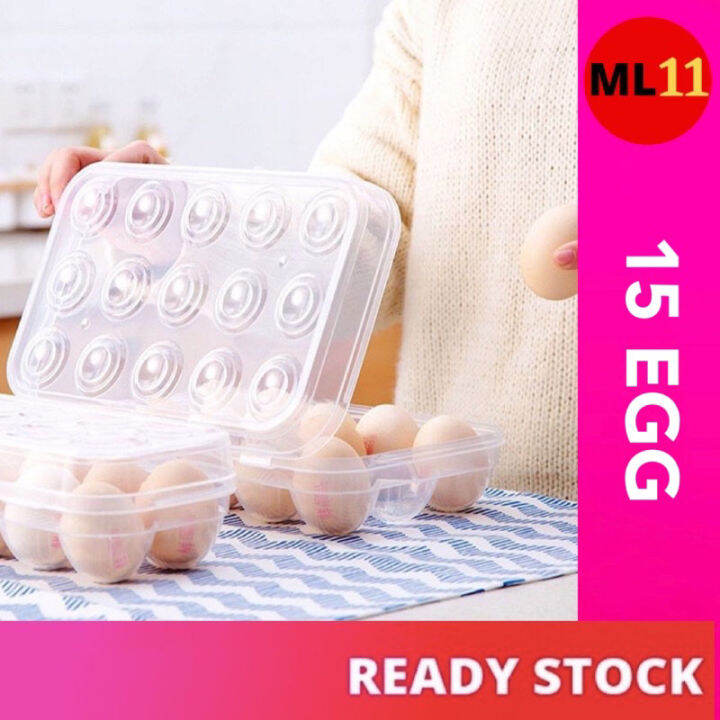(15 Grid Egg) Plastic Refrigerator Egg Storage Box Case Container with
