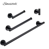 Matt Black Bathroom Accessories Kit Gold Stainless Steel Hardware Set Shelves Roll Toilet Paper Holder Robe Hook Towel Rail Rack